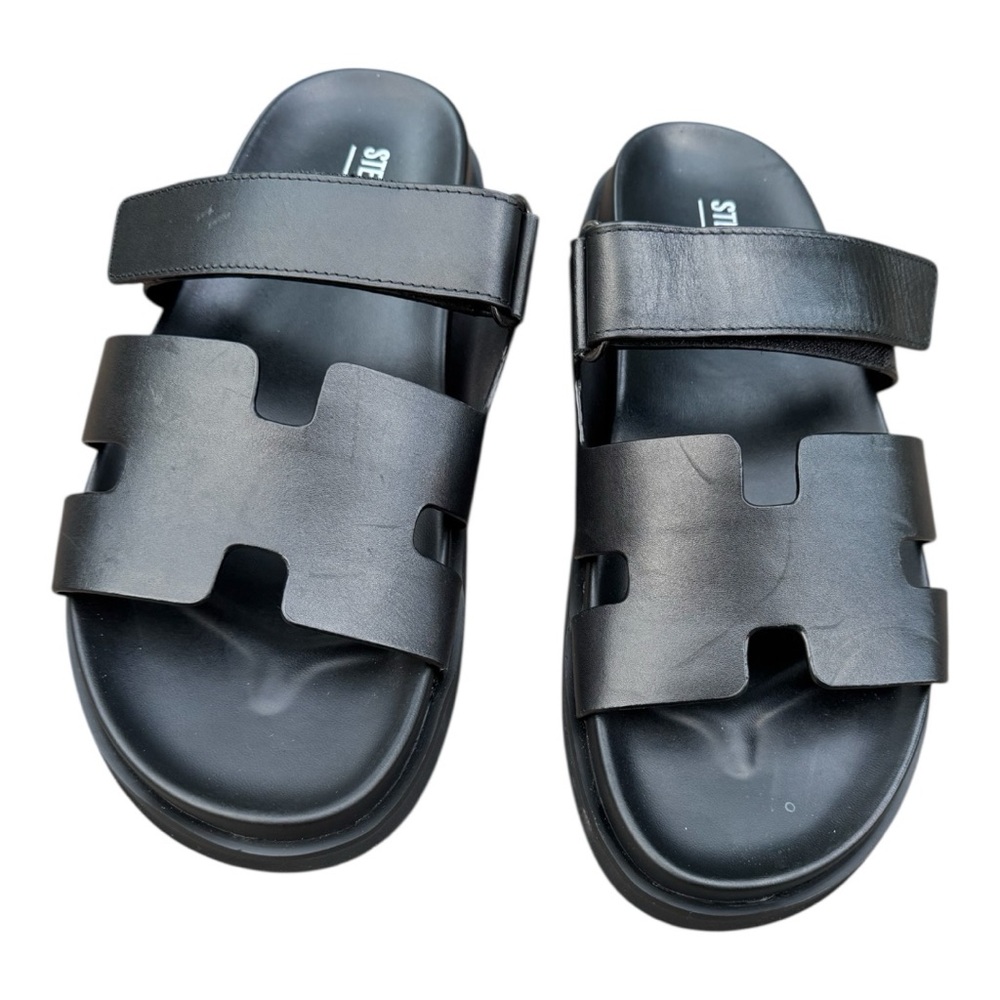 Steve Madden MAIVEN Black Leather Men's Fisherman Sandals 10